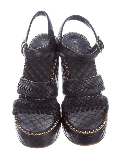 womens chanel slides|Chanel quilted wedges.